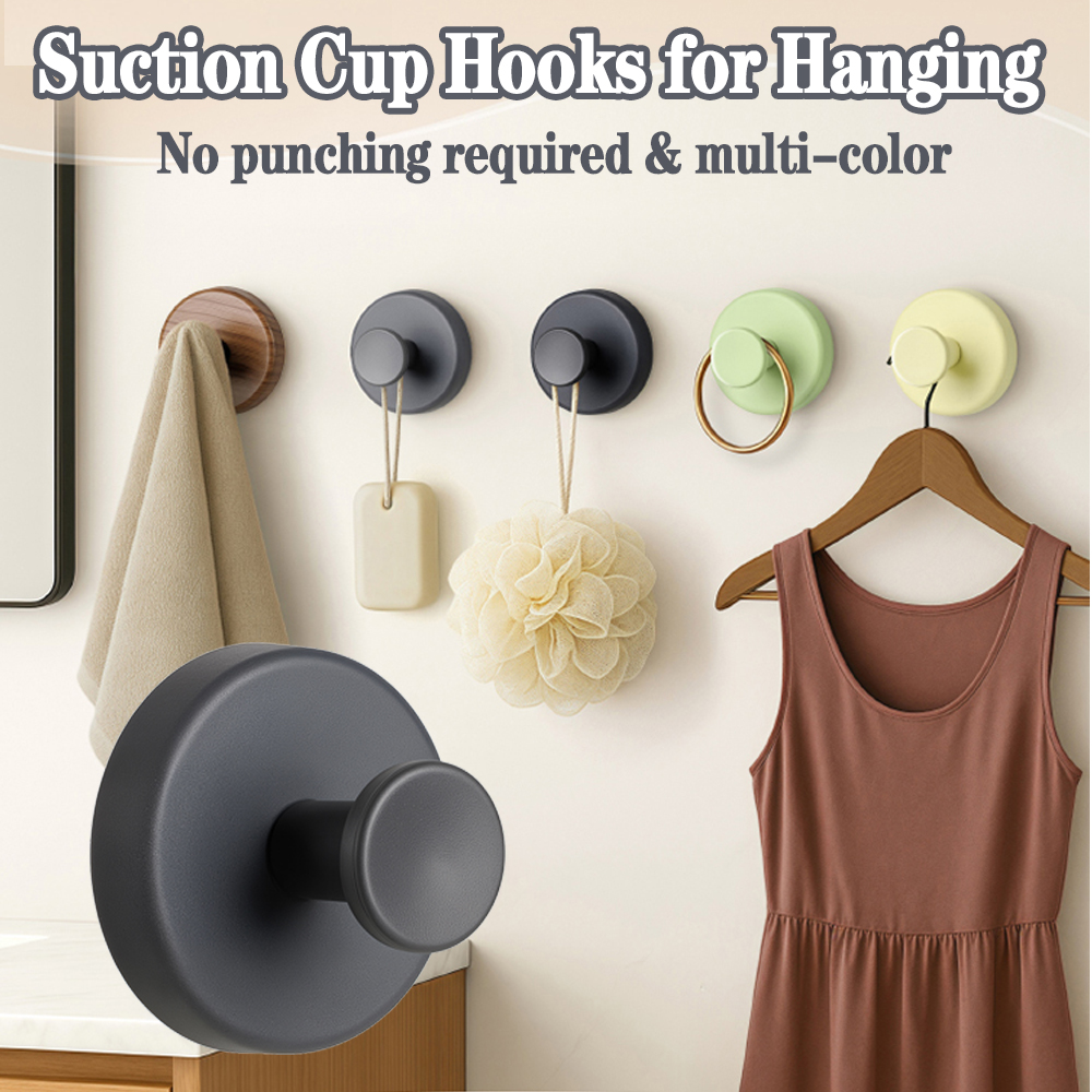 Robe Hook Adhesive - Vacuum Suction Cup Hooks, No Punch