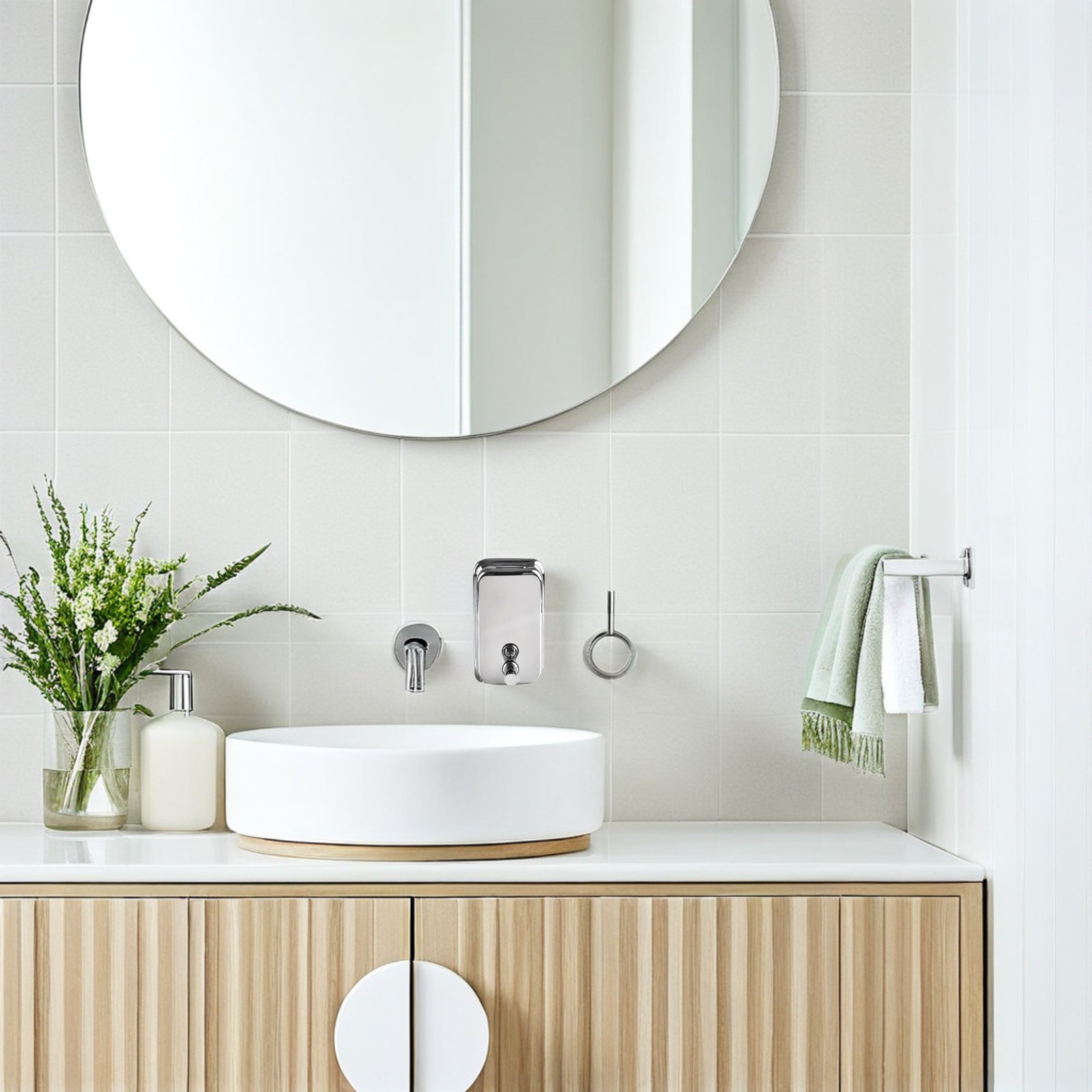 Home Bathroom Wall Soap Dispenser - 1Pcs Elegant Stainless Steel Wall Soap