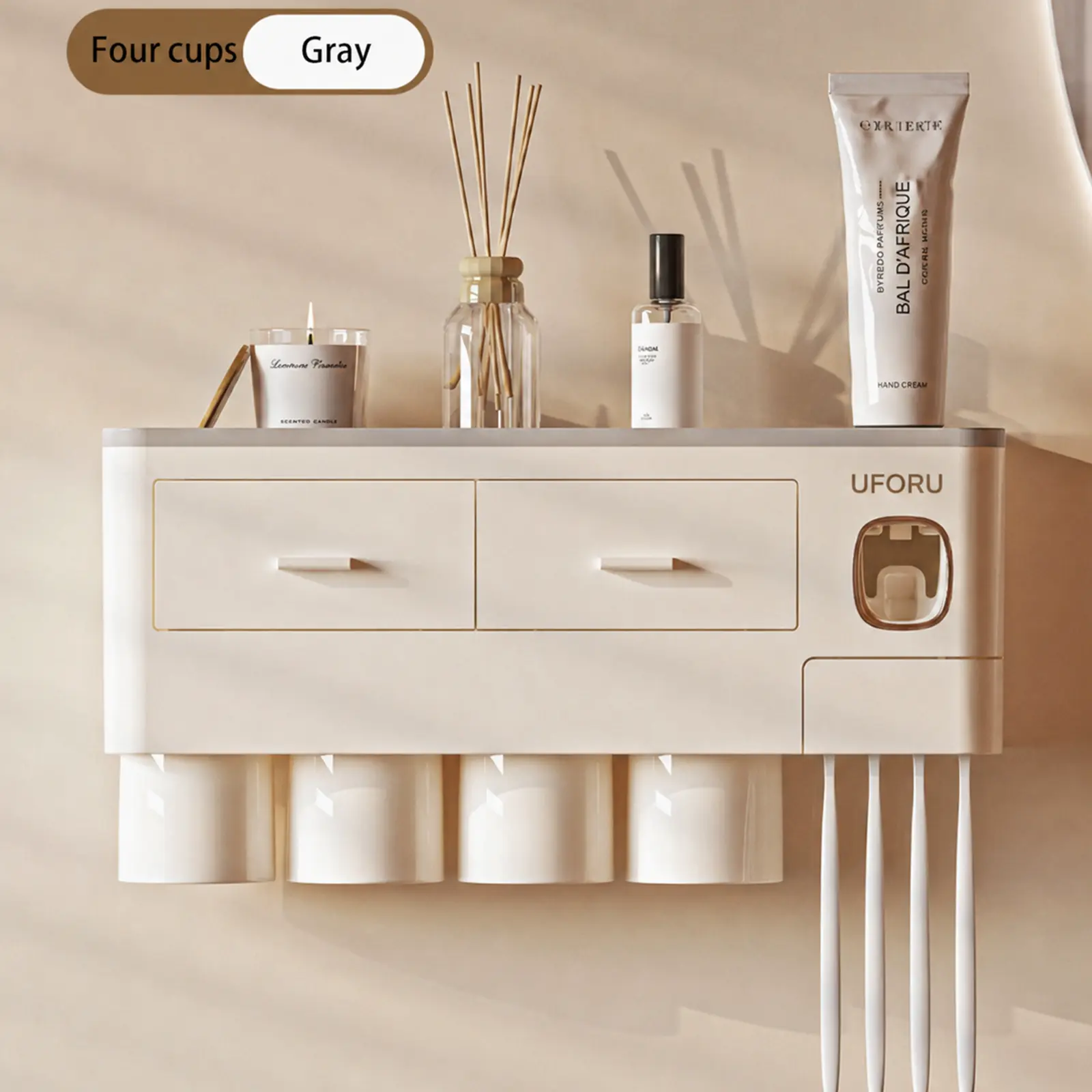 Home Essentials Bathroom Organizer - 2-4 Cup Capacity Bathroom Toothbrush Holder