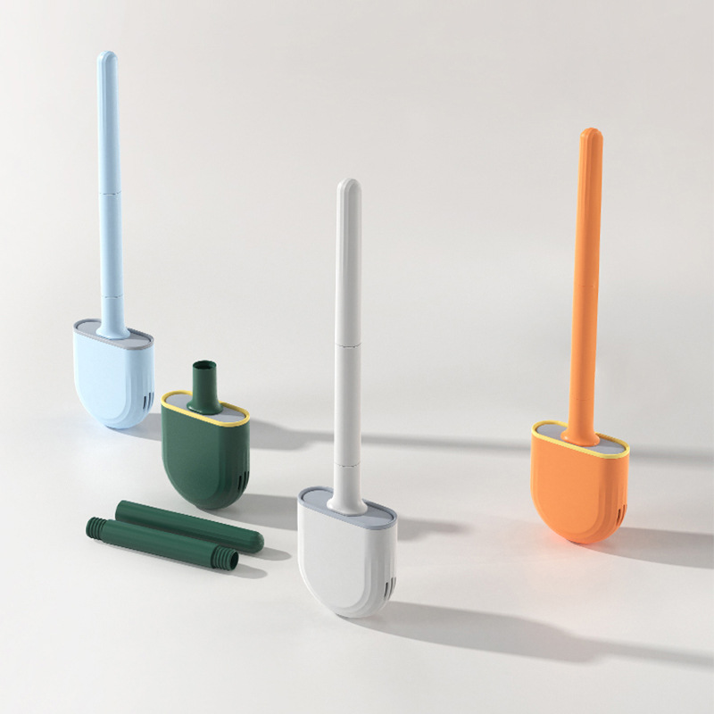 Home Bathroom Cleaning Kit - Detachable Toilet Brush with Soft Silicone,