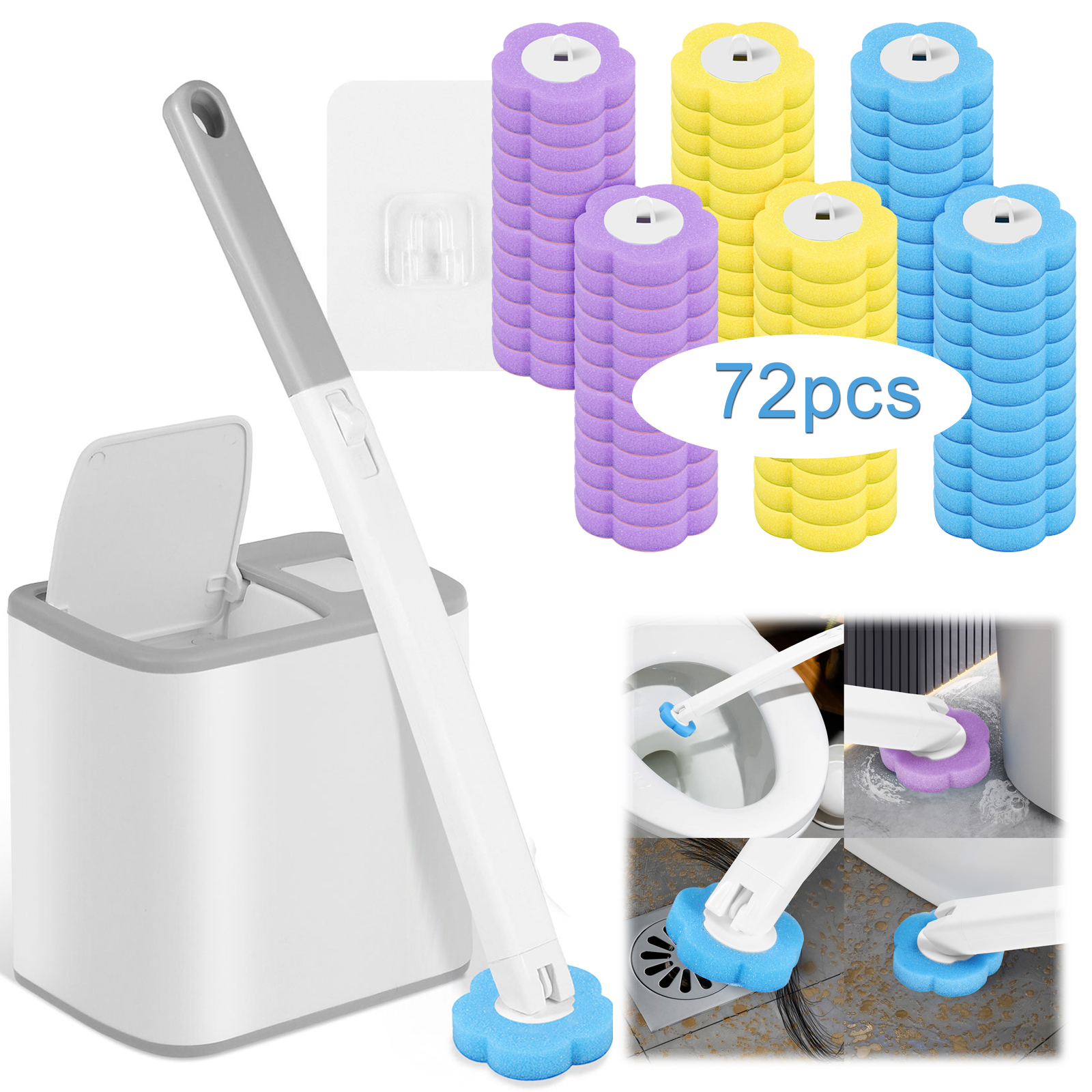 Home Bathroom Cleaning Kit - Toilet Brush and Holder Set with