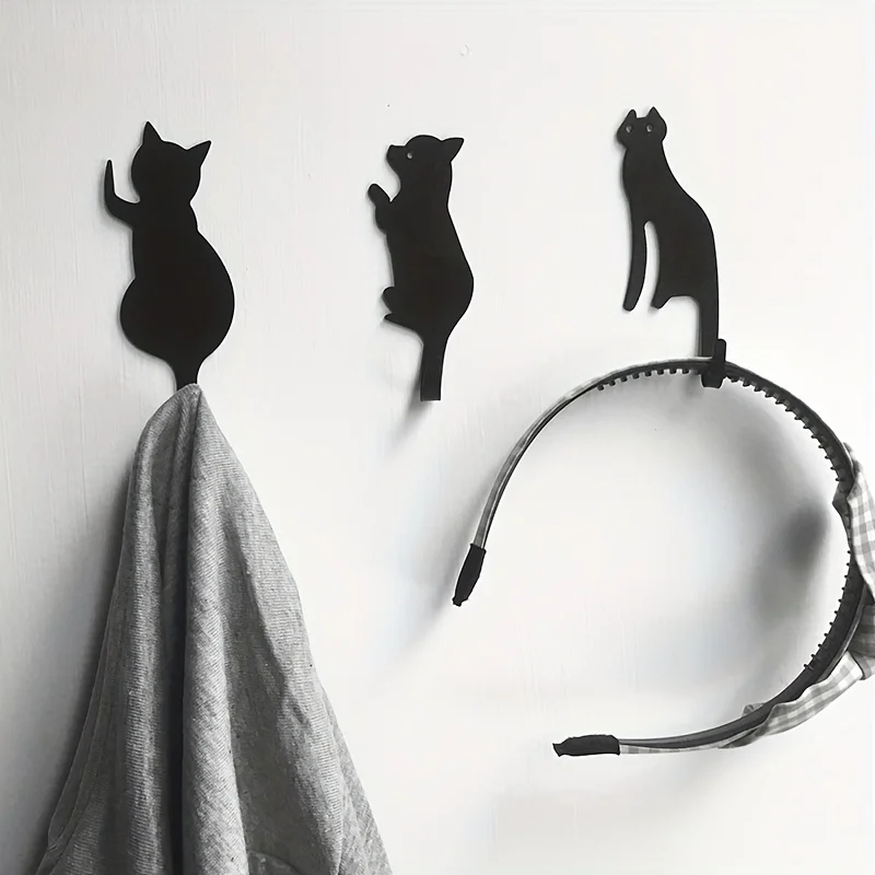 Robe Hook Adhesive - HelloYoung 3pcs/Set Cute Cat Design Metal