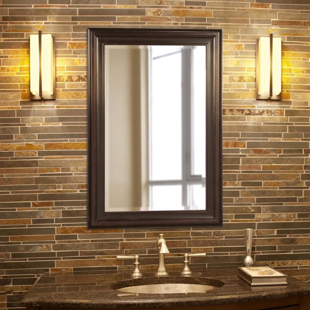 Home Living Bathroom Vanity - Recular Oil Rubbed Bronze Wall Mirror,