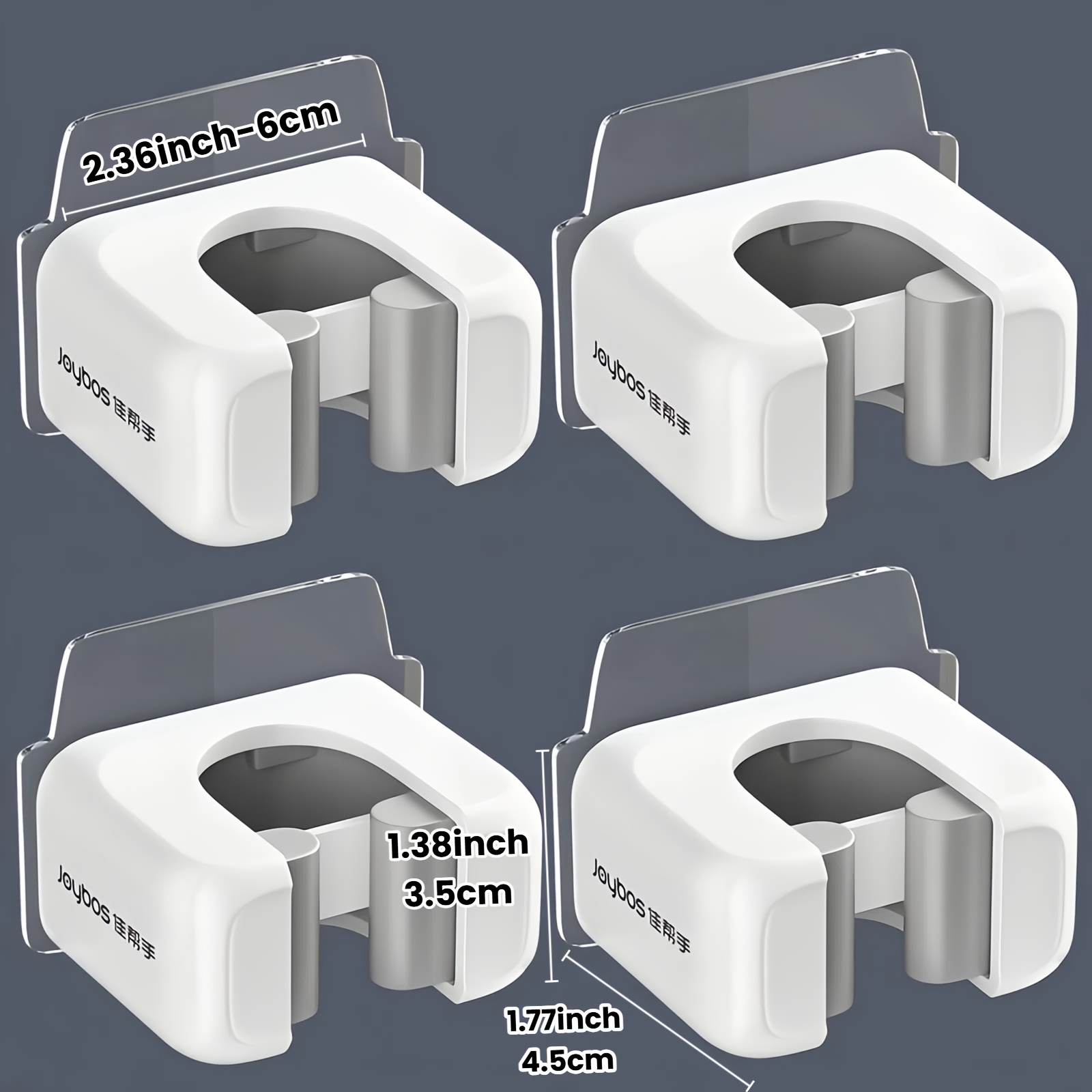 Home Bathroom Organizer - 4Pcs Heavy‑Duty Self‑Adhesive Storage Clips No‑Drill
