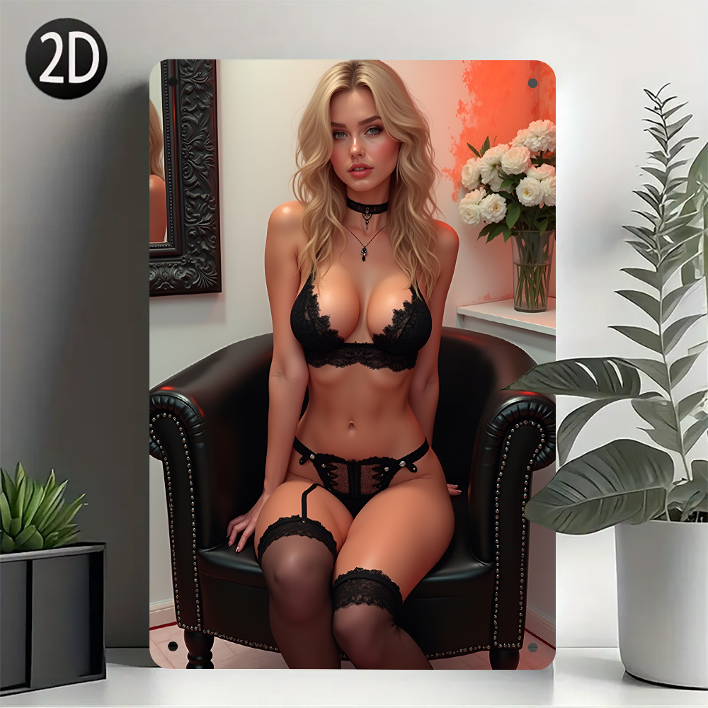 Home Design Bathroom - Vintage Sexy Lady Metal Tin Sign,