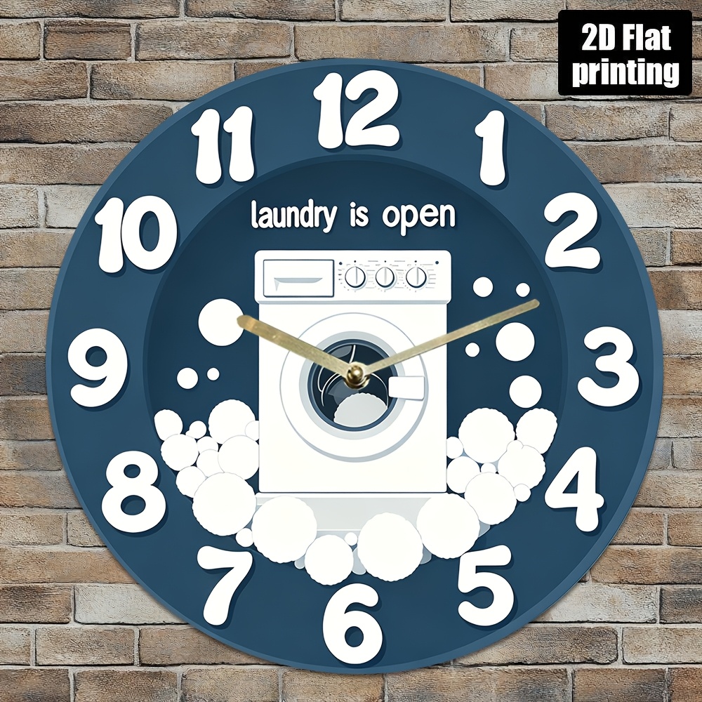 Home Design Bathroom - 1pc Noiseless Hanging Clock, with Laundry