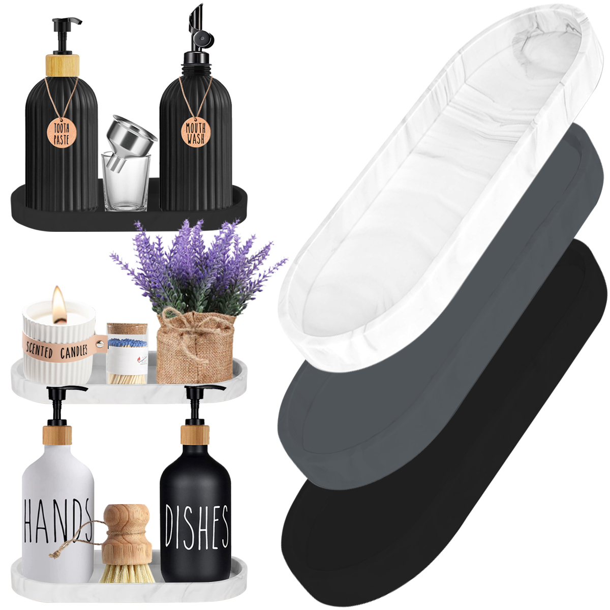 Home Essentials Bathroom Organizer - Bathroom Vanity Silicone Tray for Counter