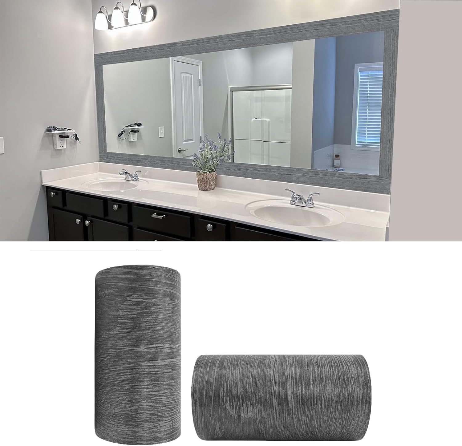 Home Bathroom Images - Dark Grey Wood Grain 3D Peel