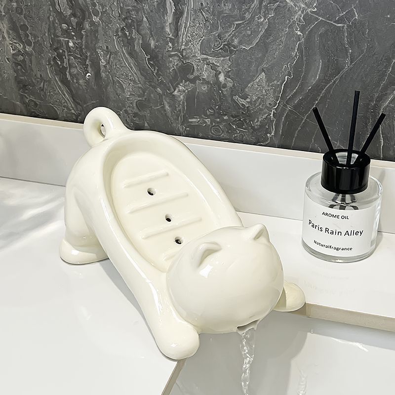 Home Center Bathroom Accessories - Cute Cat Drain Soap Holder Container
