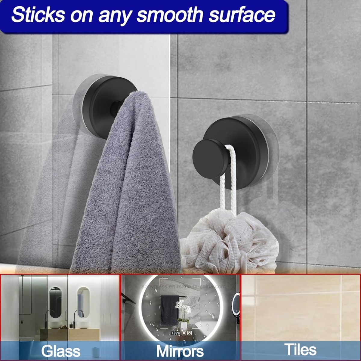 2 Pieces Black Removable Sucti - Robe Hook Adhesive ulasan dan harga