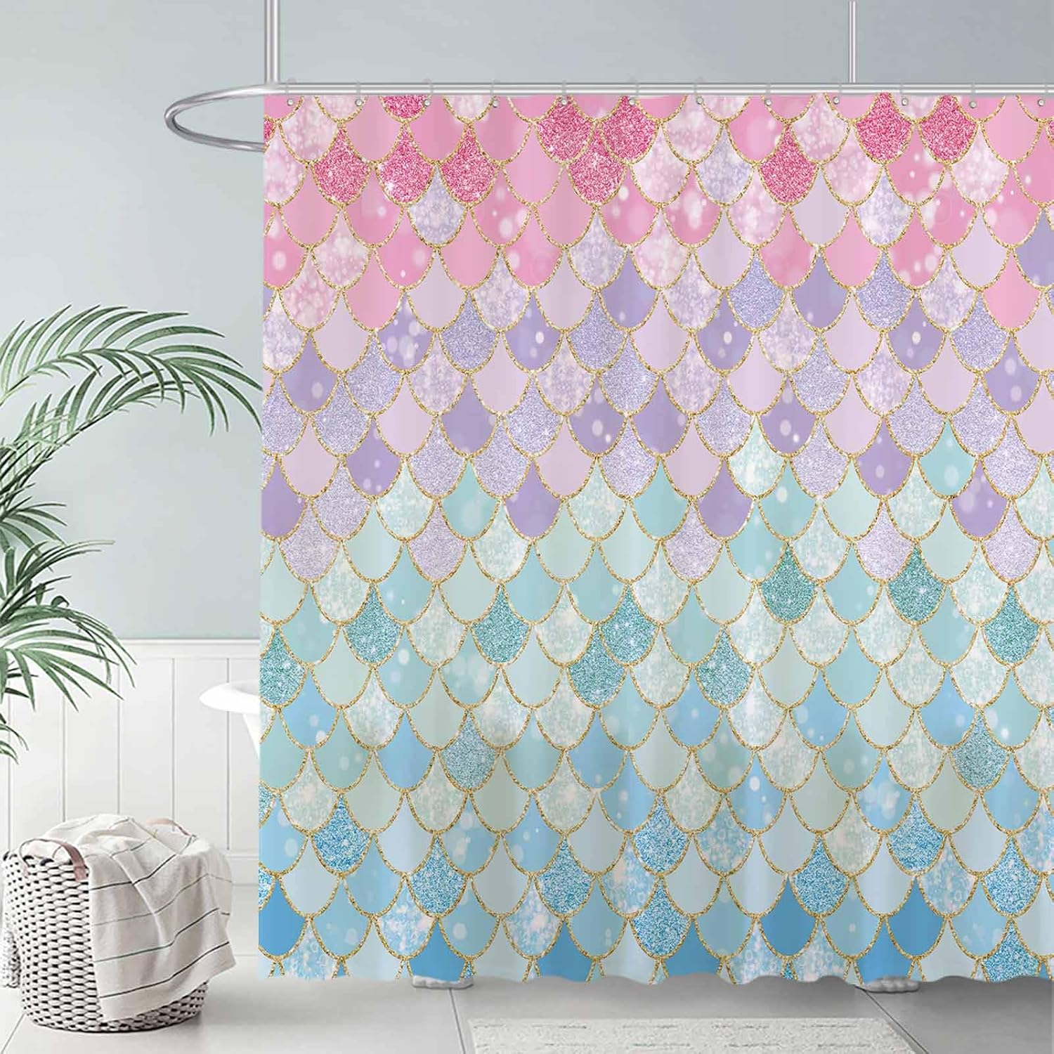 Mermaid Scales Shower Curtain  - Home Bathroom Scales ulasan dan harga