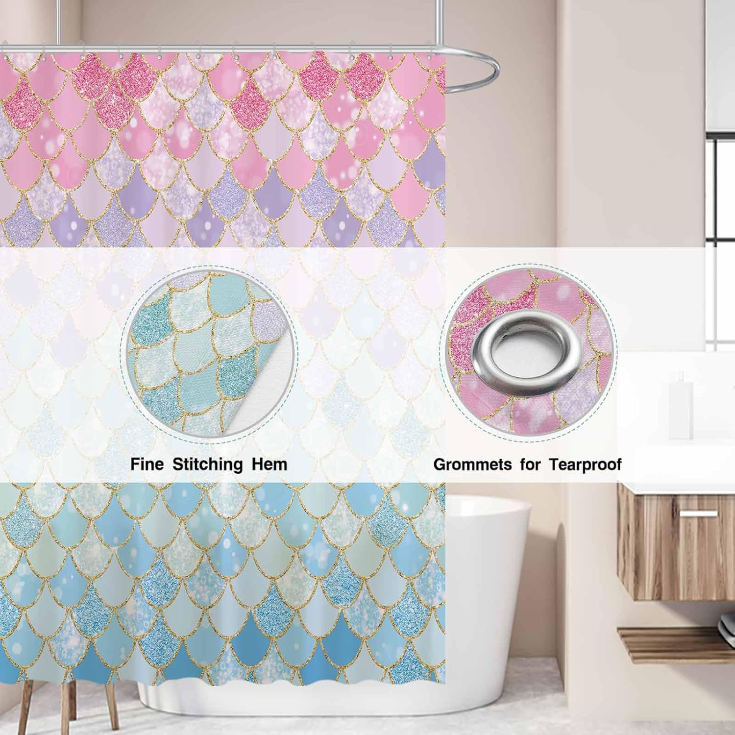Mermaid Scales Shower Curtain  - Home Bathroom Scales ulasan dan harga