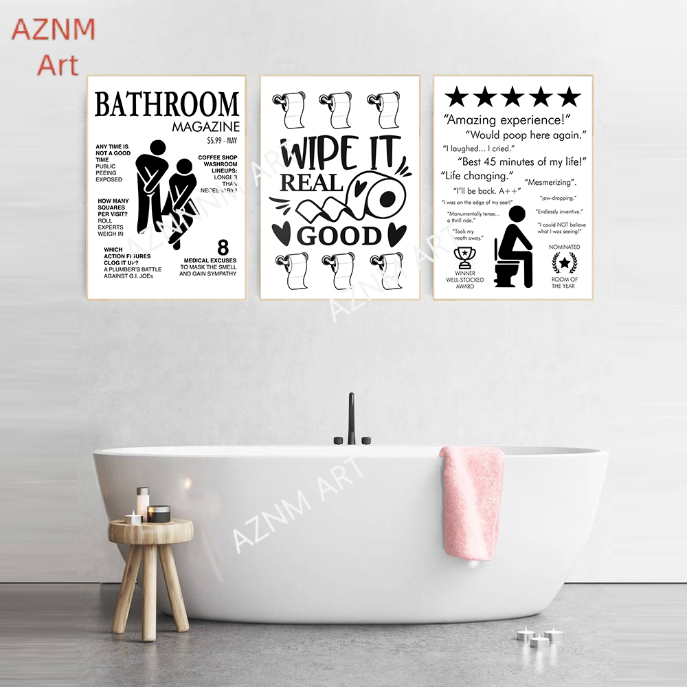 Wall Art Canvas Painting Funny - Home Design Bathroom ulasan dan harga