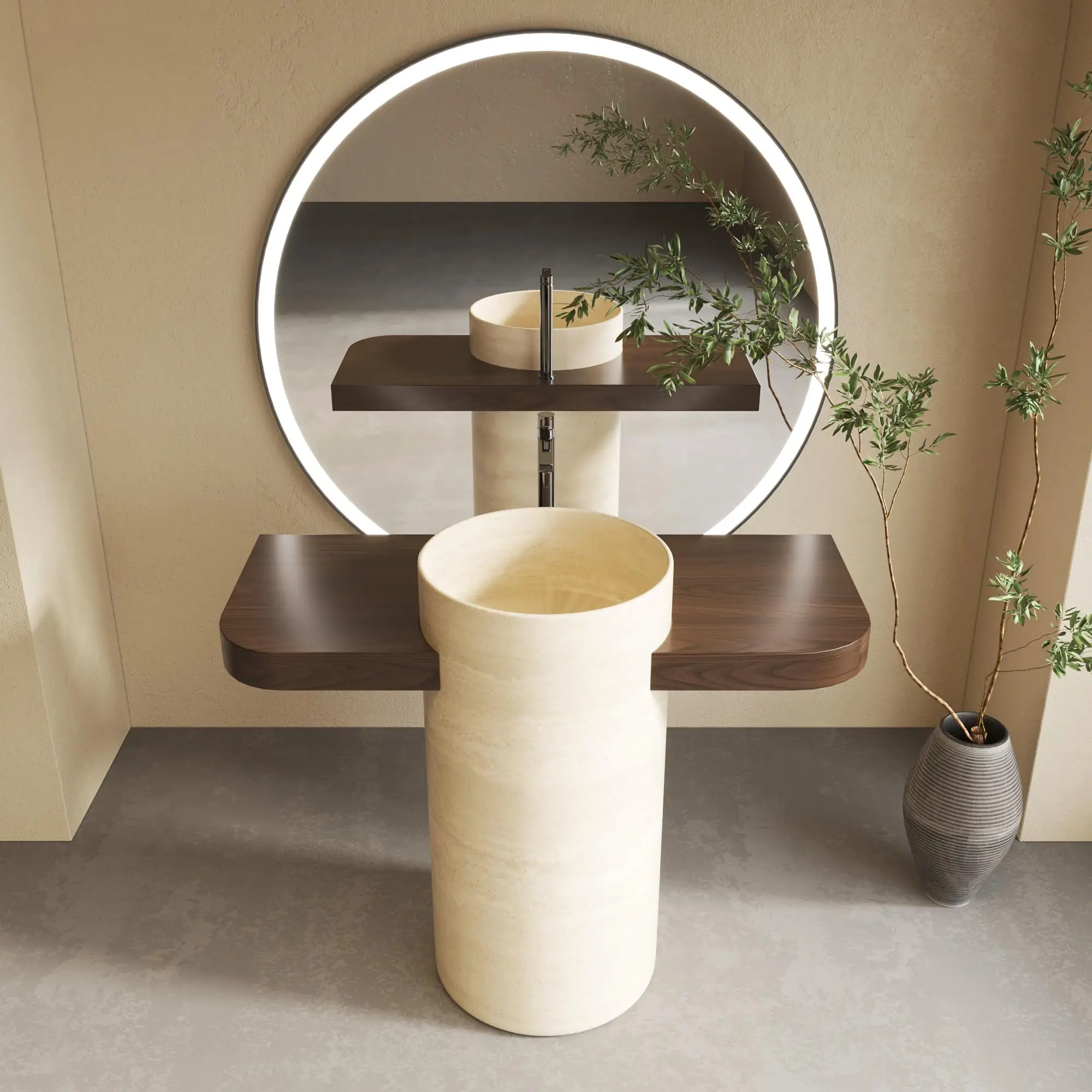 Luxury Handcrafted Travertine  - Home Living Bathroom Vanity ulasan dan harga