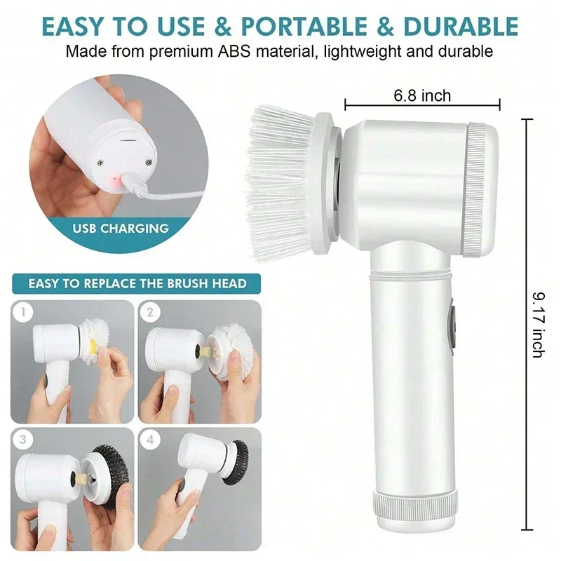 5 in1 Electric Spin Scrubber,  - Home Bathroom Products ulasan dan harga