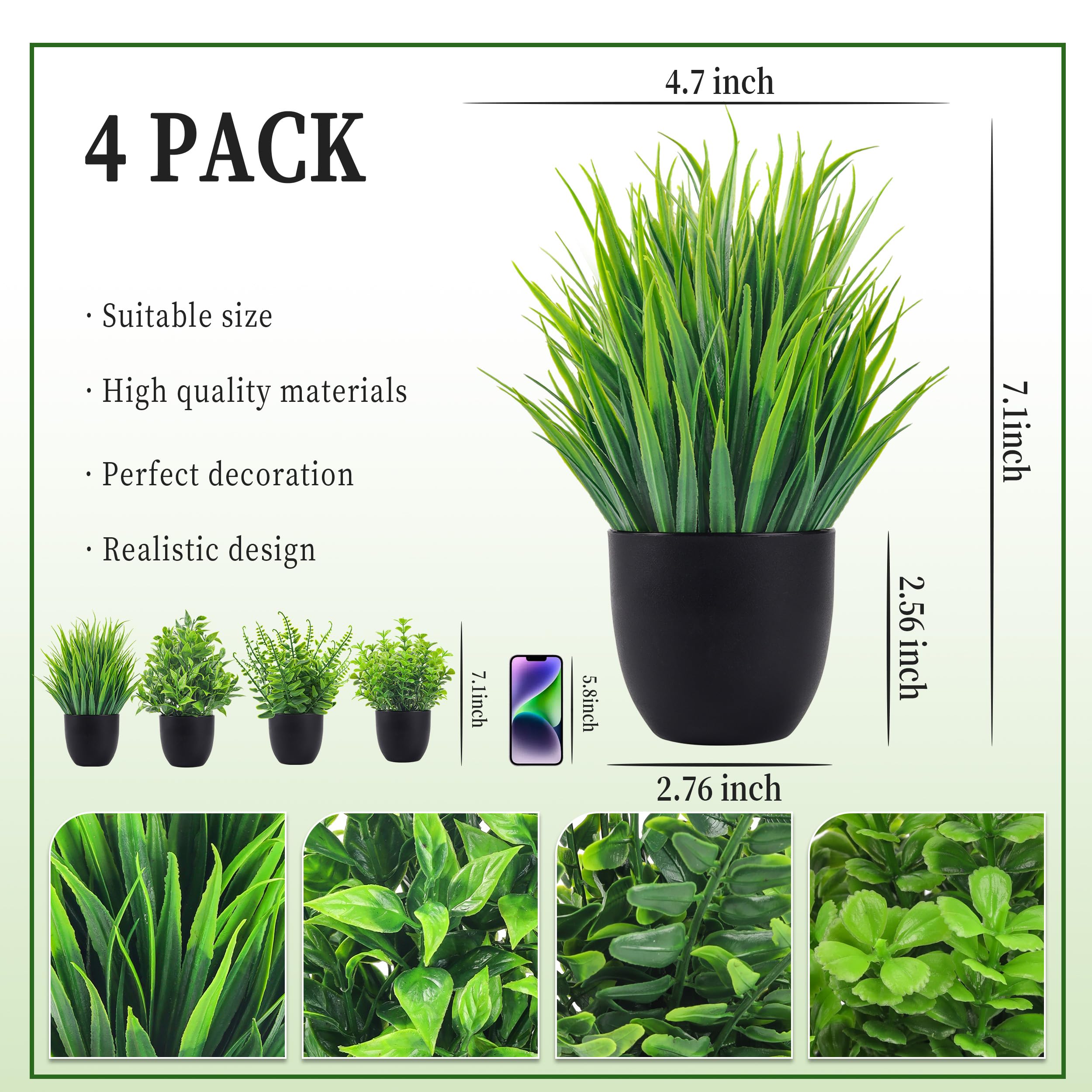 4 Packs Fake Plants Artificial - Home Center Bathroom Accessories ulasan dan harga
