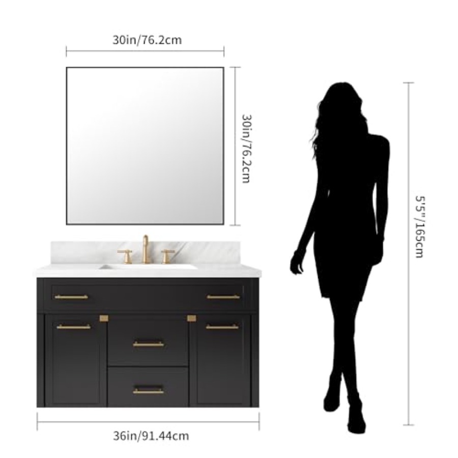 Bathroom Mirror30x30 Square Mi - Home Living Bathroom Vanity ulasan dan harga