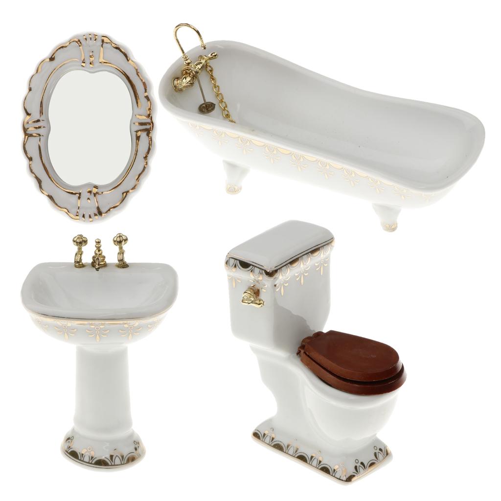 Ceramic Dollhouse Bathroom Set - Home Bathroom Scales ulasan dan harga