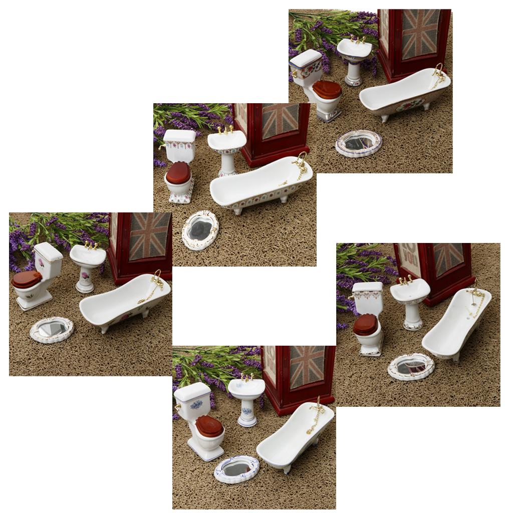 Ceramic Dollhouse Bathroom Set - Home Bathroom Scales ulasan dan harga