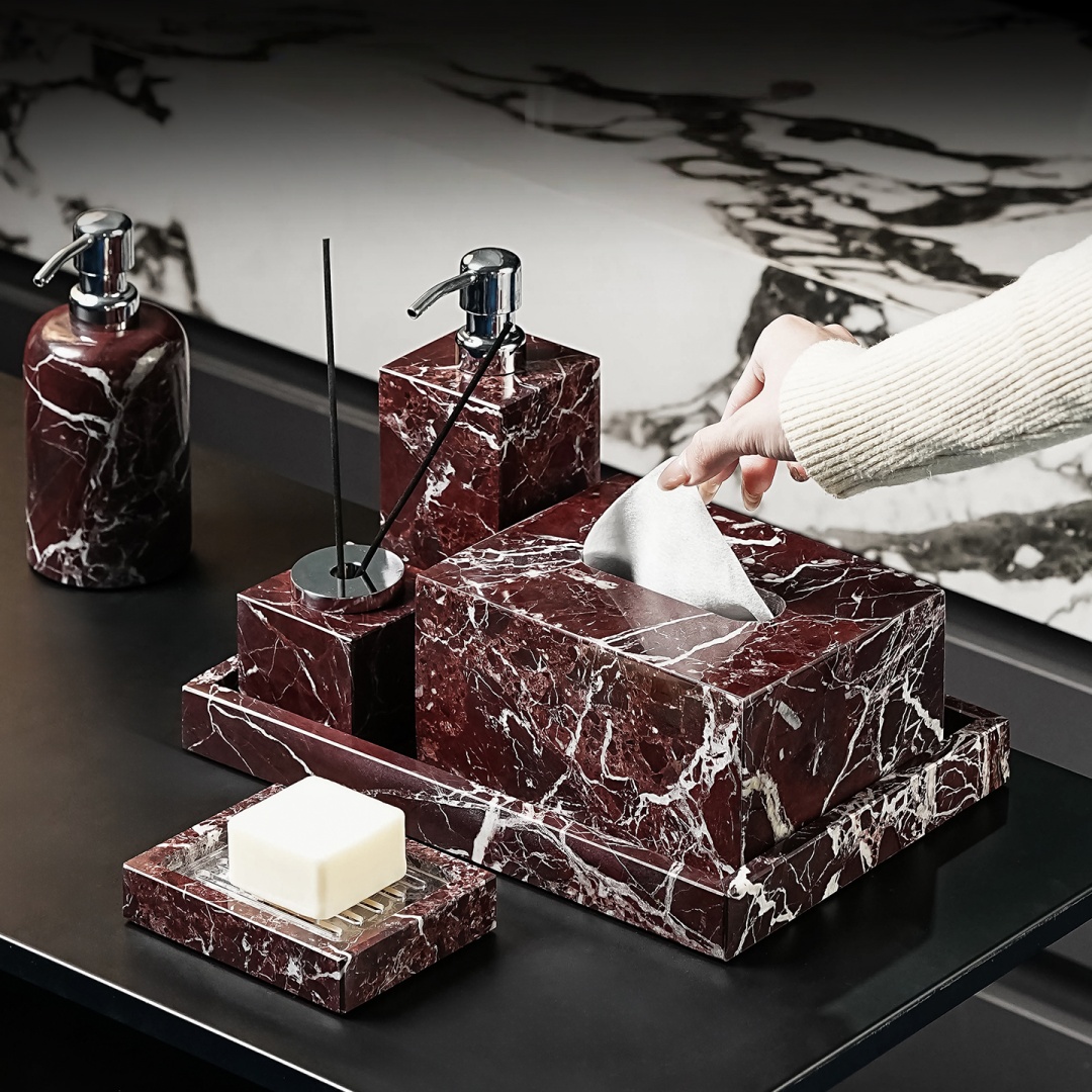 Luxury Natural Marble Rosa Lev - Home Center Bathroom Accessories ulasan dan harga