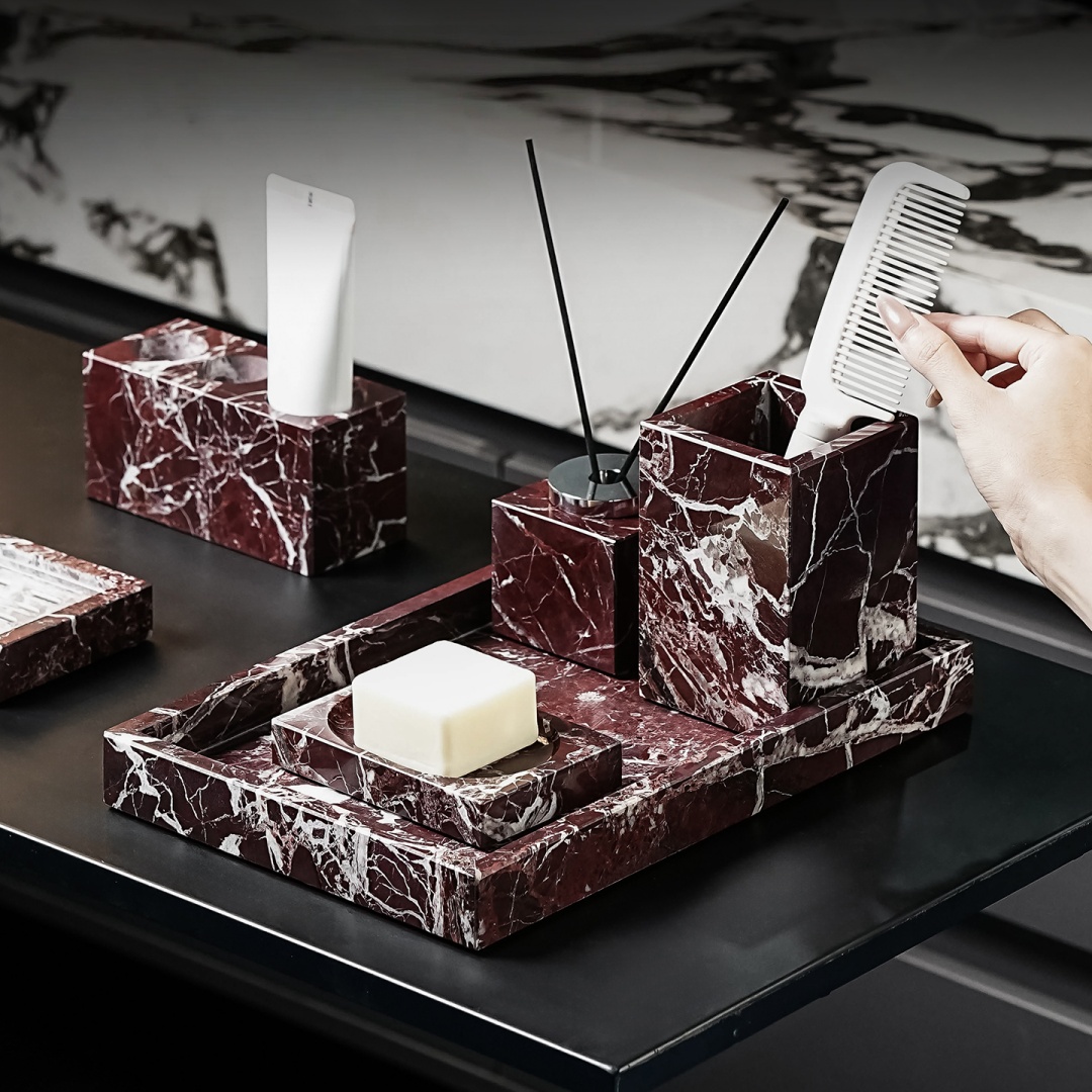 Luxury Natural Marble Rosa Lev - Home Center Bathroom Accessories ulasan dan harga