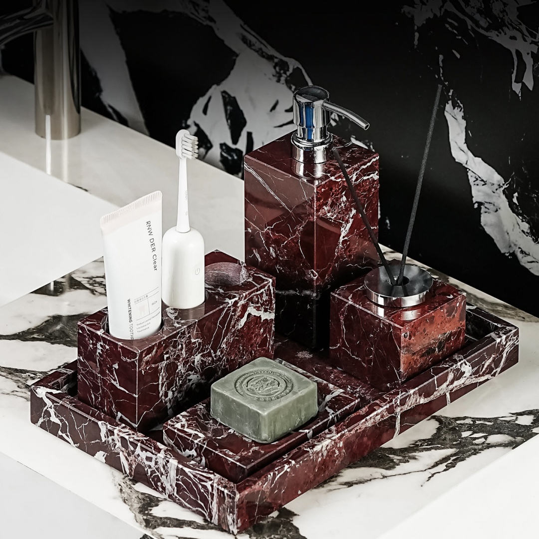 Luxury Natural Marble Rosa Lev - Home Center Bathroom Accessories ulasan dan harga
