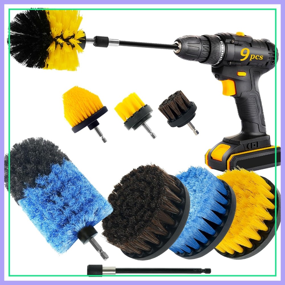9 Pcs Drill Brush Attachments  - Home Bathroom Cleaning Kit ulasan dan harga