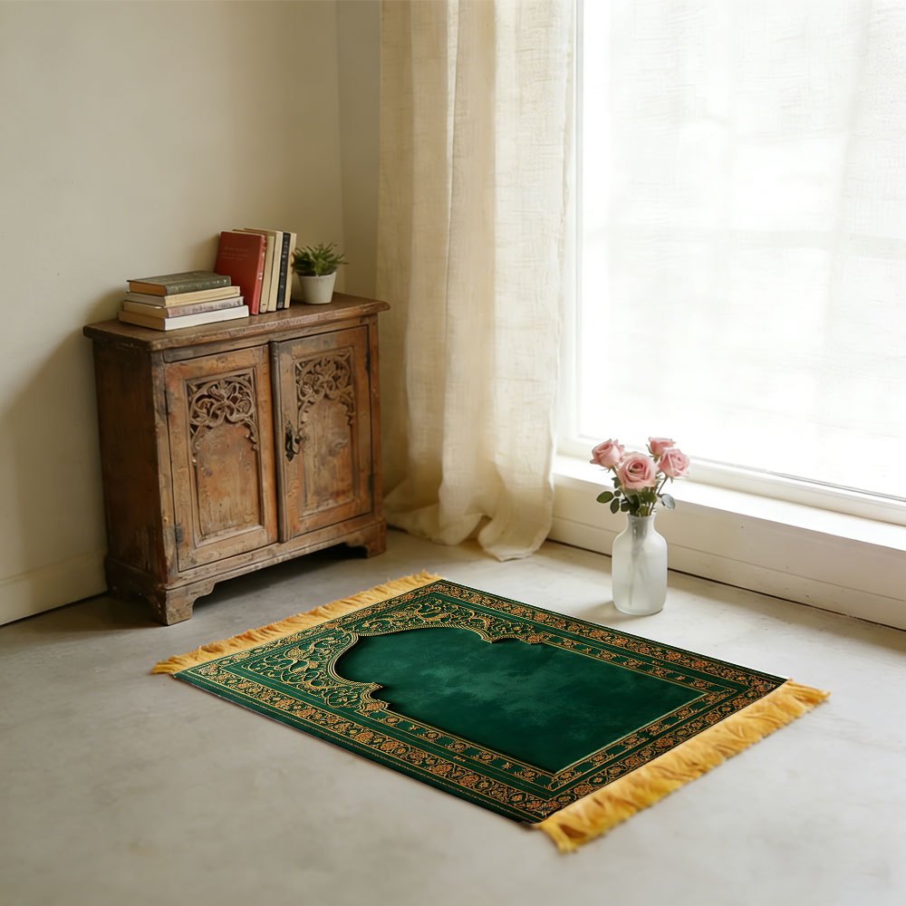 Dark Green Gold Floral Arch Is - Home Bathroom Rugs ulasan dan harga