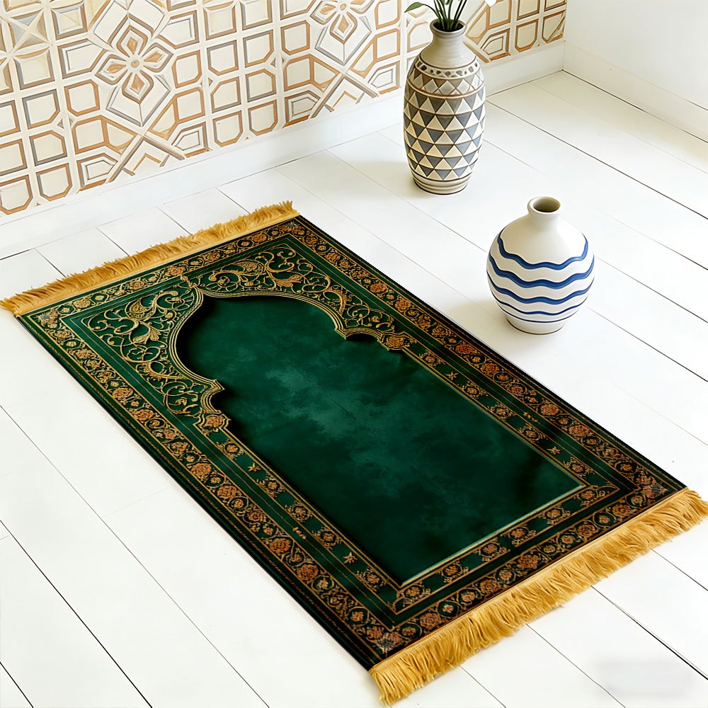 Dark Green Gold Floral Arch Is - Home Bathroom Rugs ulasan dan harga