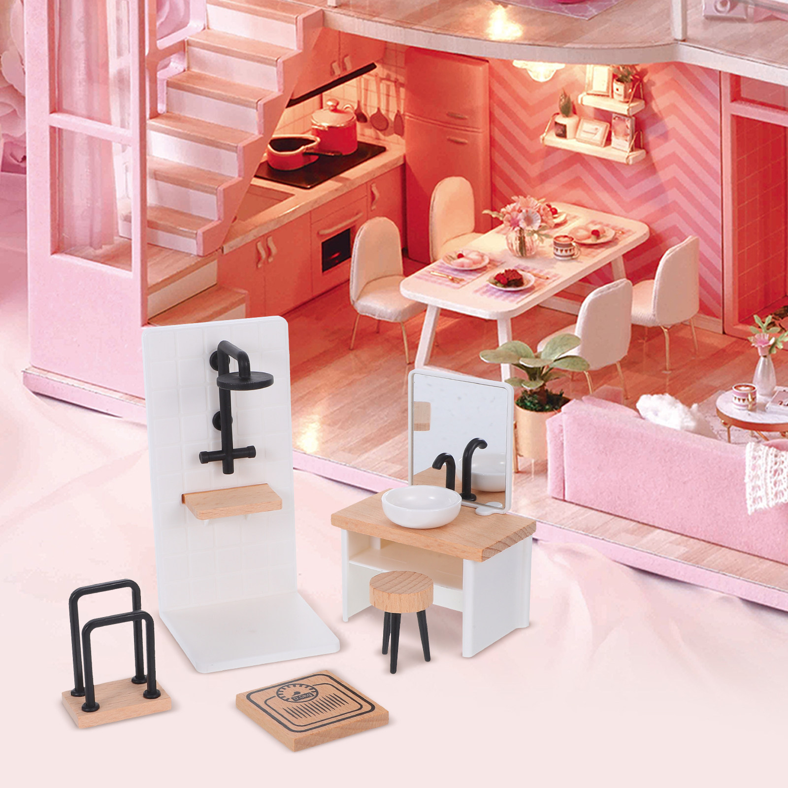 1Set Dollhouse Bathroom Decor: - Home Bathroom Scales ulasan dan harga