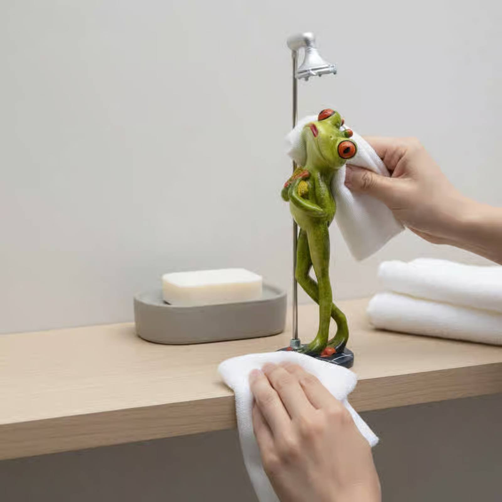 Showering Frog Figurine Novelt - Home For Bathroom ulasan dan harga