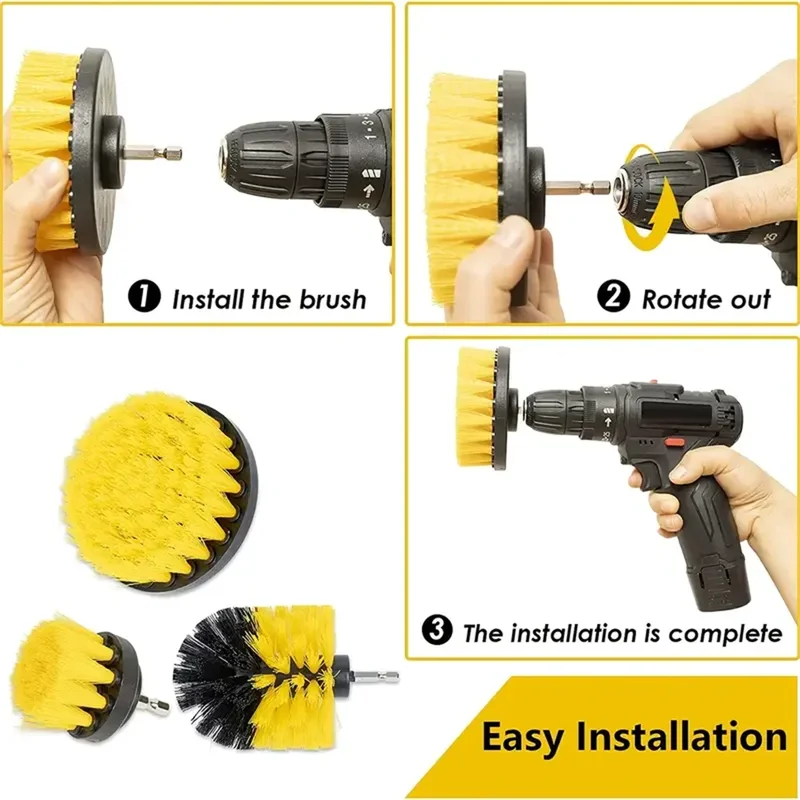 3 pcs/set drill brush set powe - Home Bathroom Cleaning Kit ulasan dan harga