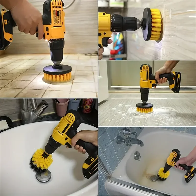 3 pcs/set drill brush set powe - Home Bathroom Cleaning Kit ulasan dan harga