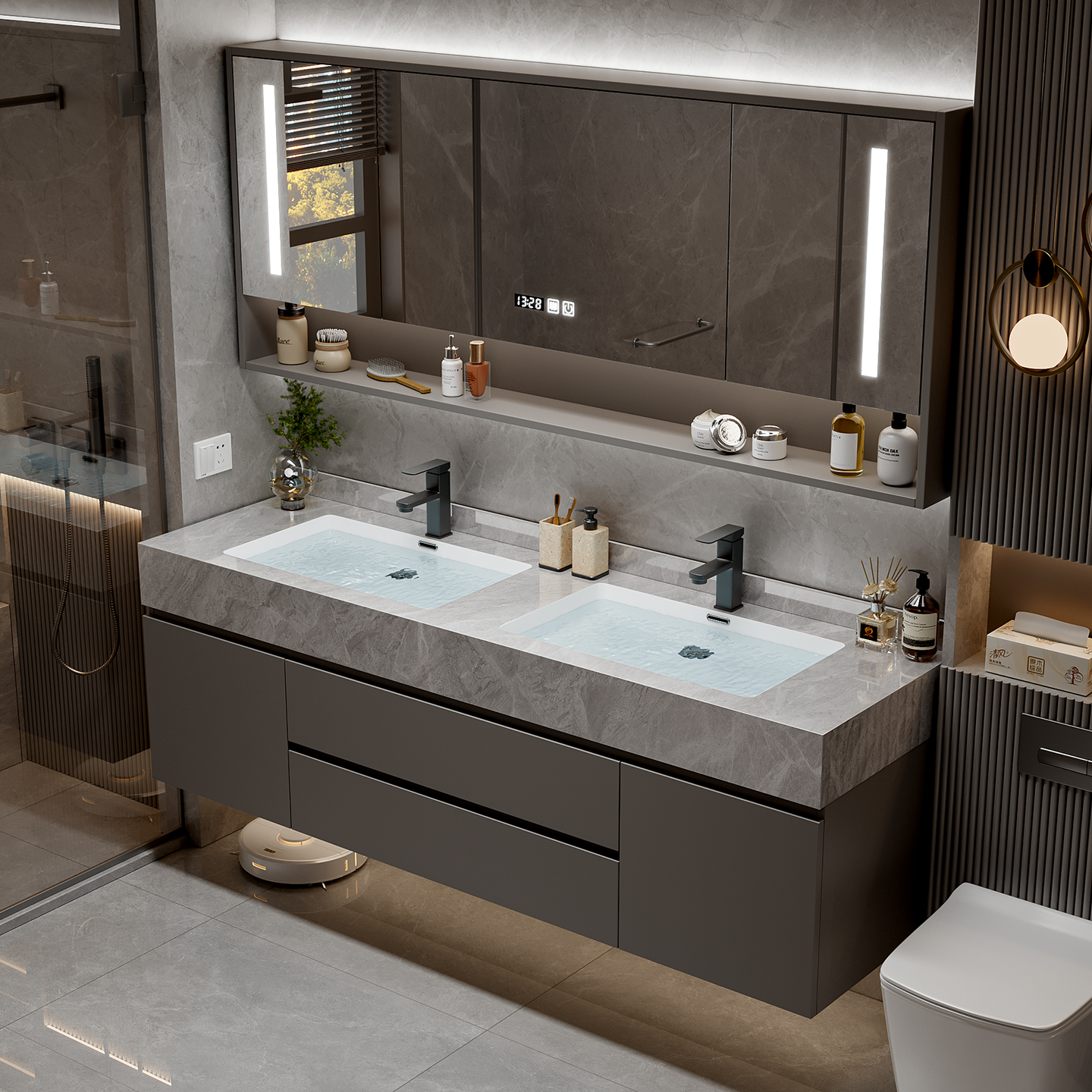 Makeup Organizer Cupboard Stor - Home Bathroom Partition Wall ulasan dan harga