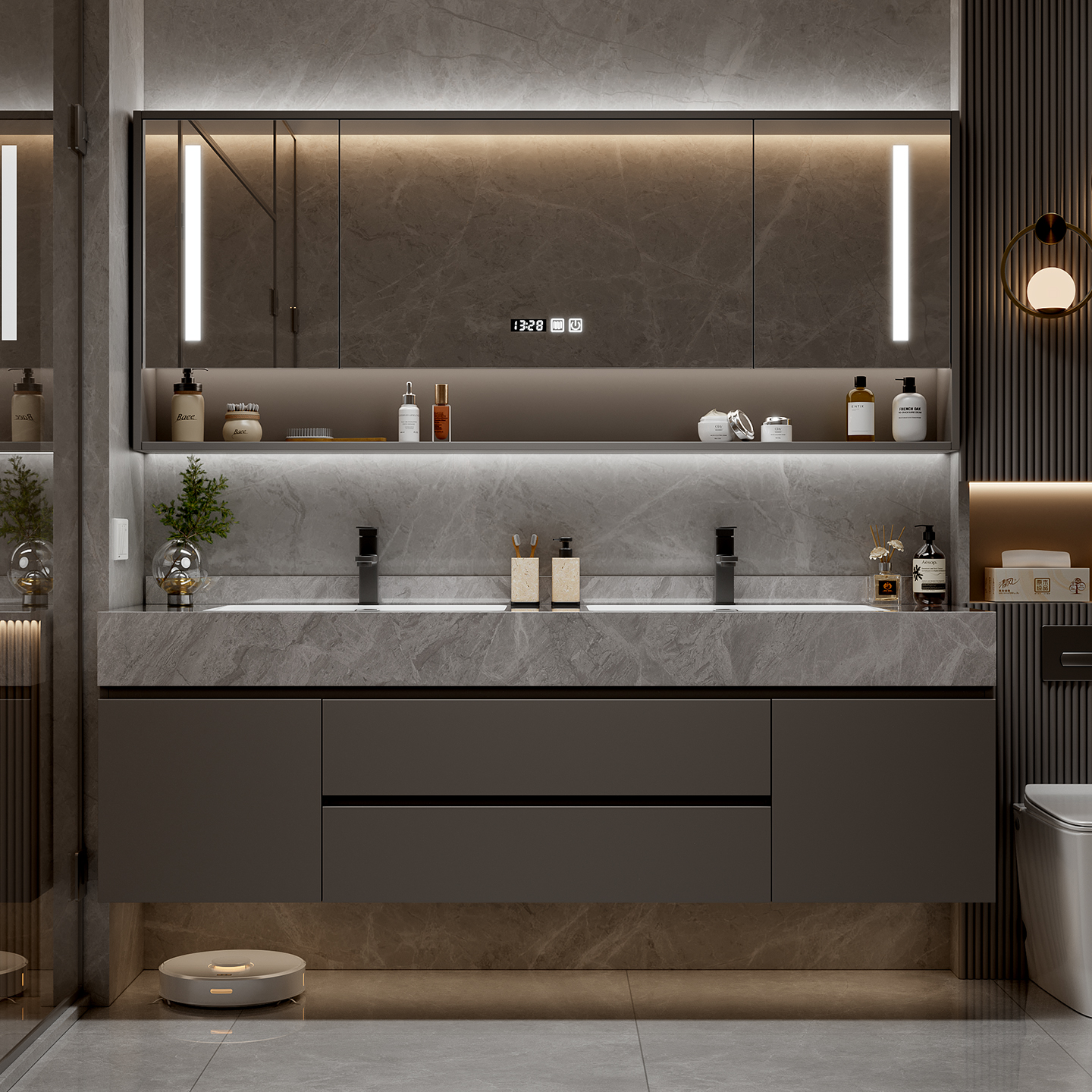 Makeup Organizer Cupboard Stor - Home Bathroom Partition Wall ulasan dan harga