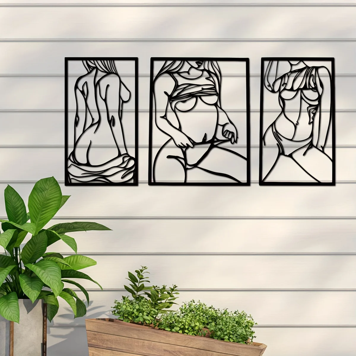 1pc Metal Art Wall Decor, Blac - Home Goods Bathroom ulasan dan harga