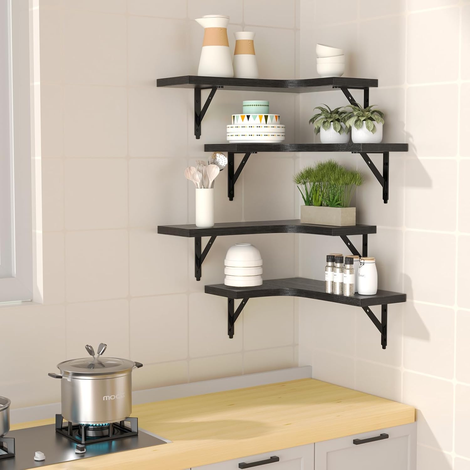 Corner Floating Shelves Set of - Home Bathroom Products ulasan dan harga