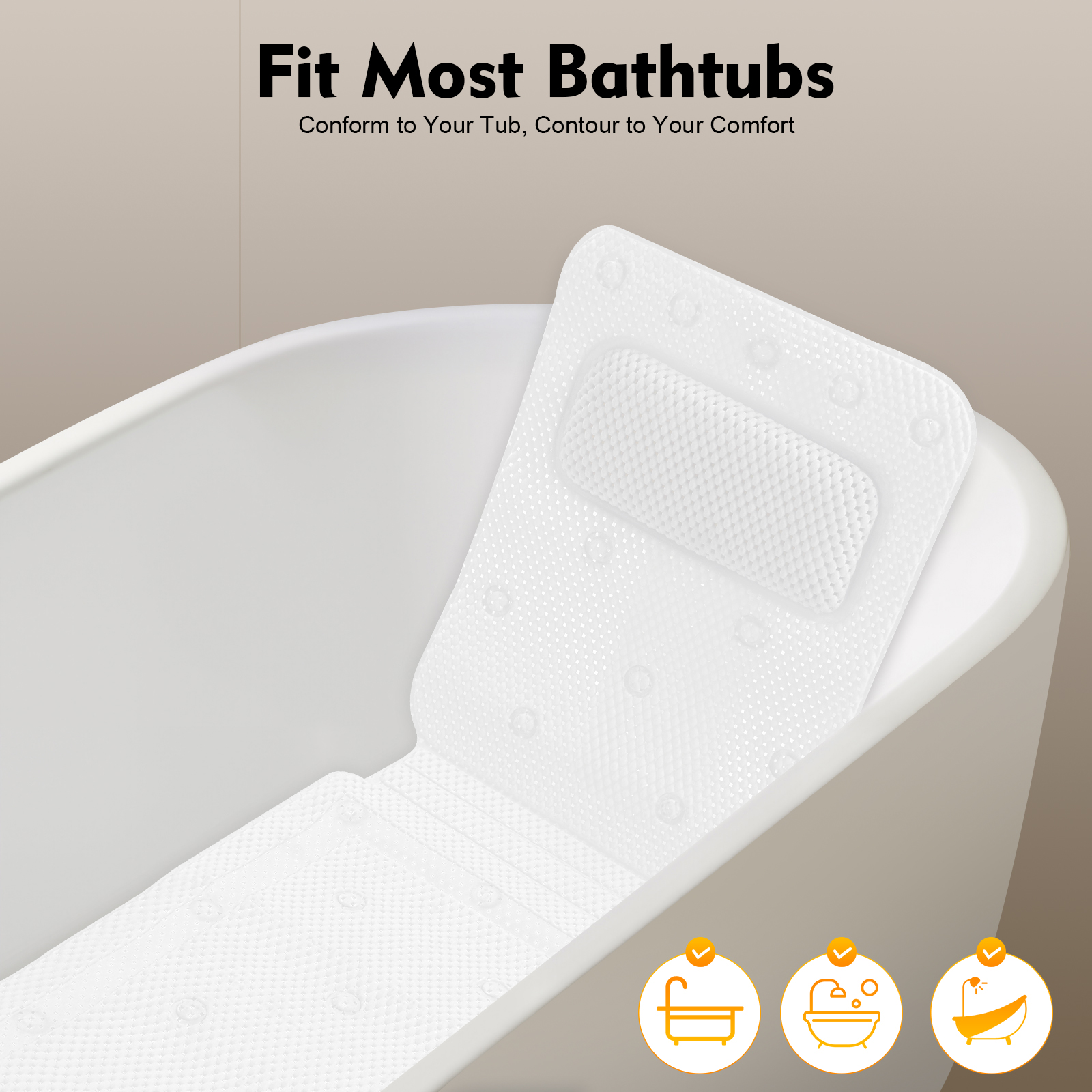 Bathtub Mat with Pillow, PVC F - Home Bathroom Tub ulasan dan harga
