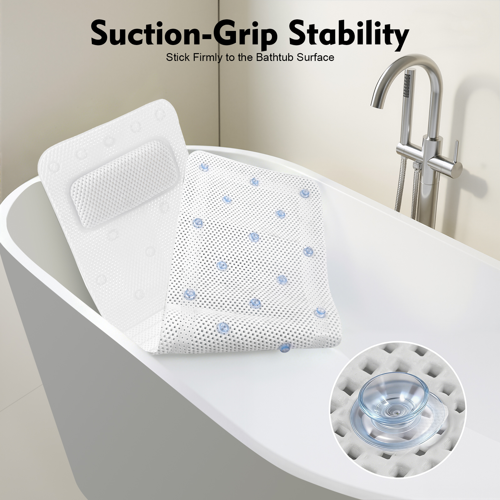 Bathtub Mat with Pillow, PVC F - Home Bathroom Tub ulasan dan harga