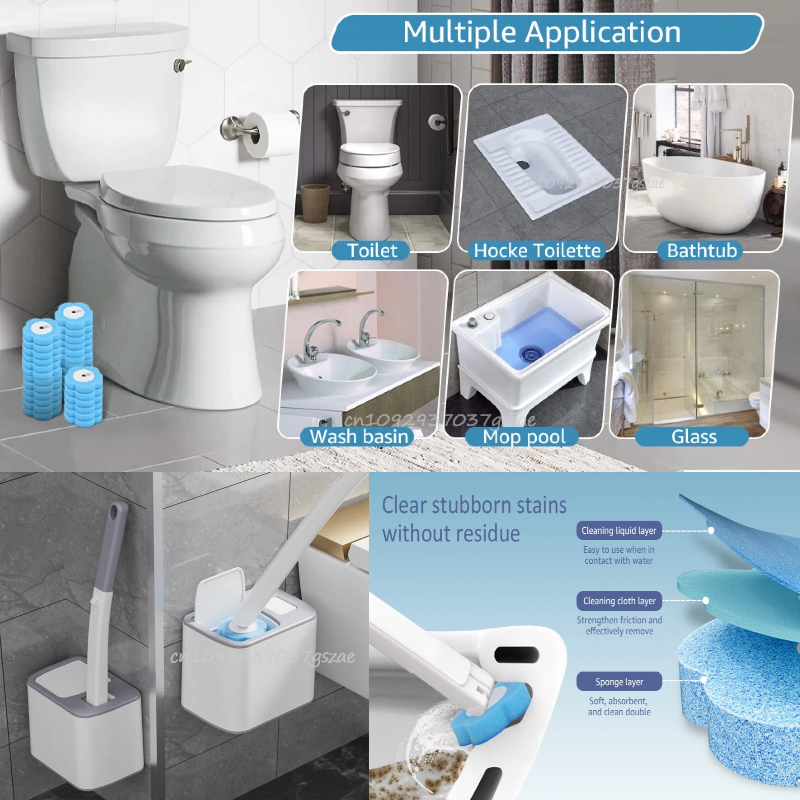Disposable Toilet Brush Replac - Home Bathroom Cleaning Kit ulasan dan harga