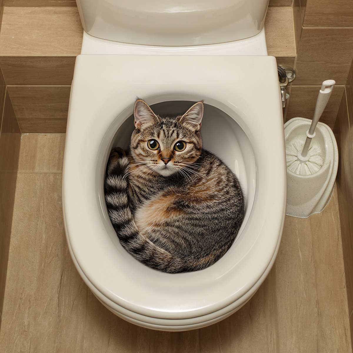3D Funny Cat Toilet Sticker Ba - Home Center Bathroom Accessories ulasan dan harga