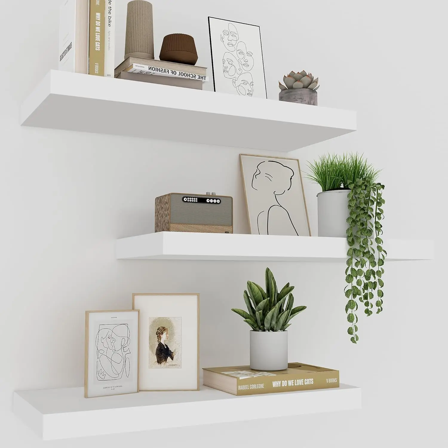 Set of 3 White Floating Shelve - Home Bathroom Images ulasan dan harga