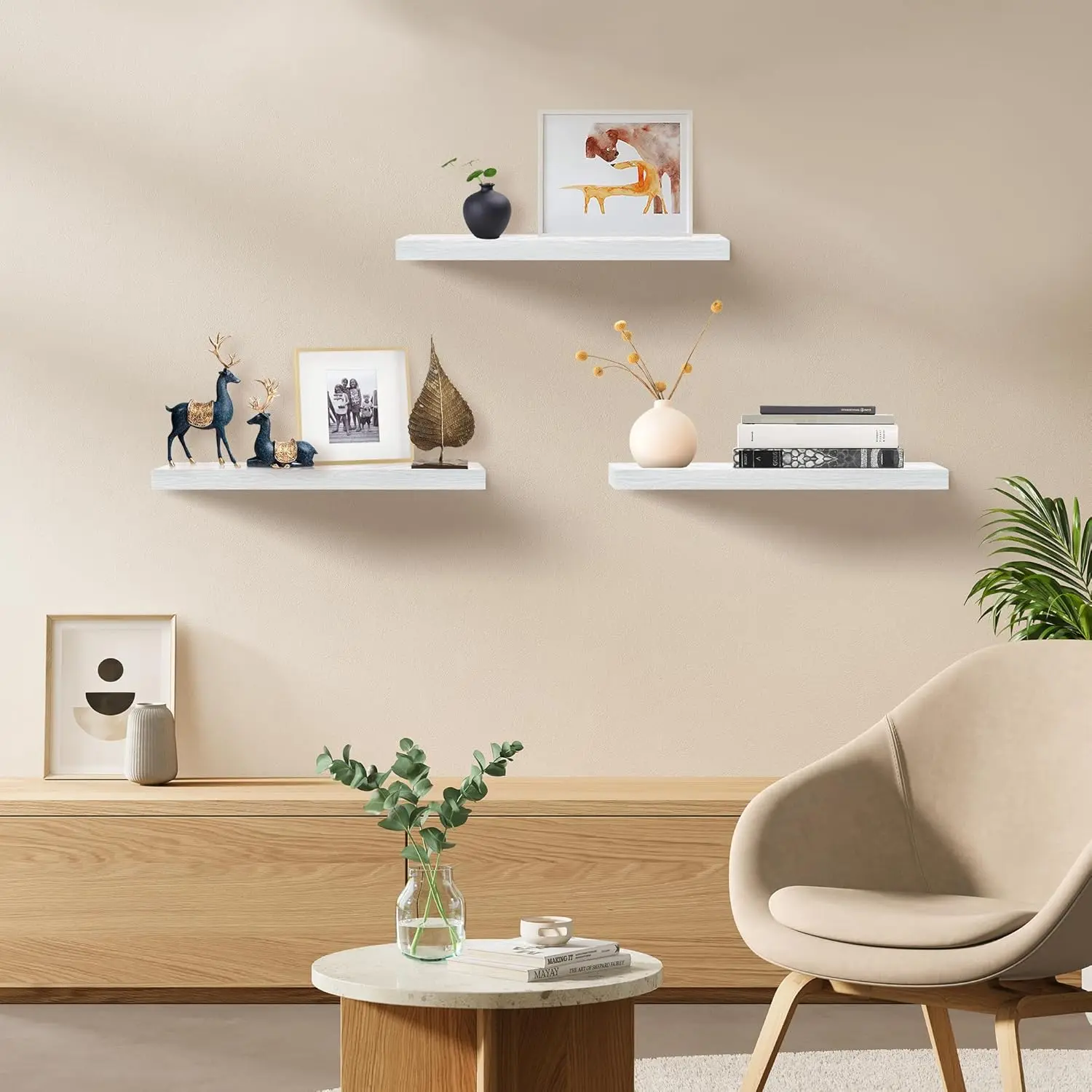 Set of 3 White Floating Shelve - Home Bathroom Images ulasan dan harga