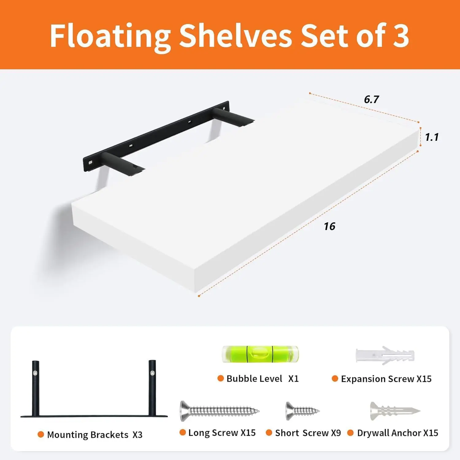 Set of 3 White Floating Shelve - Home Bathroom Images ulasan dan harga