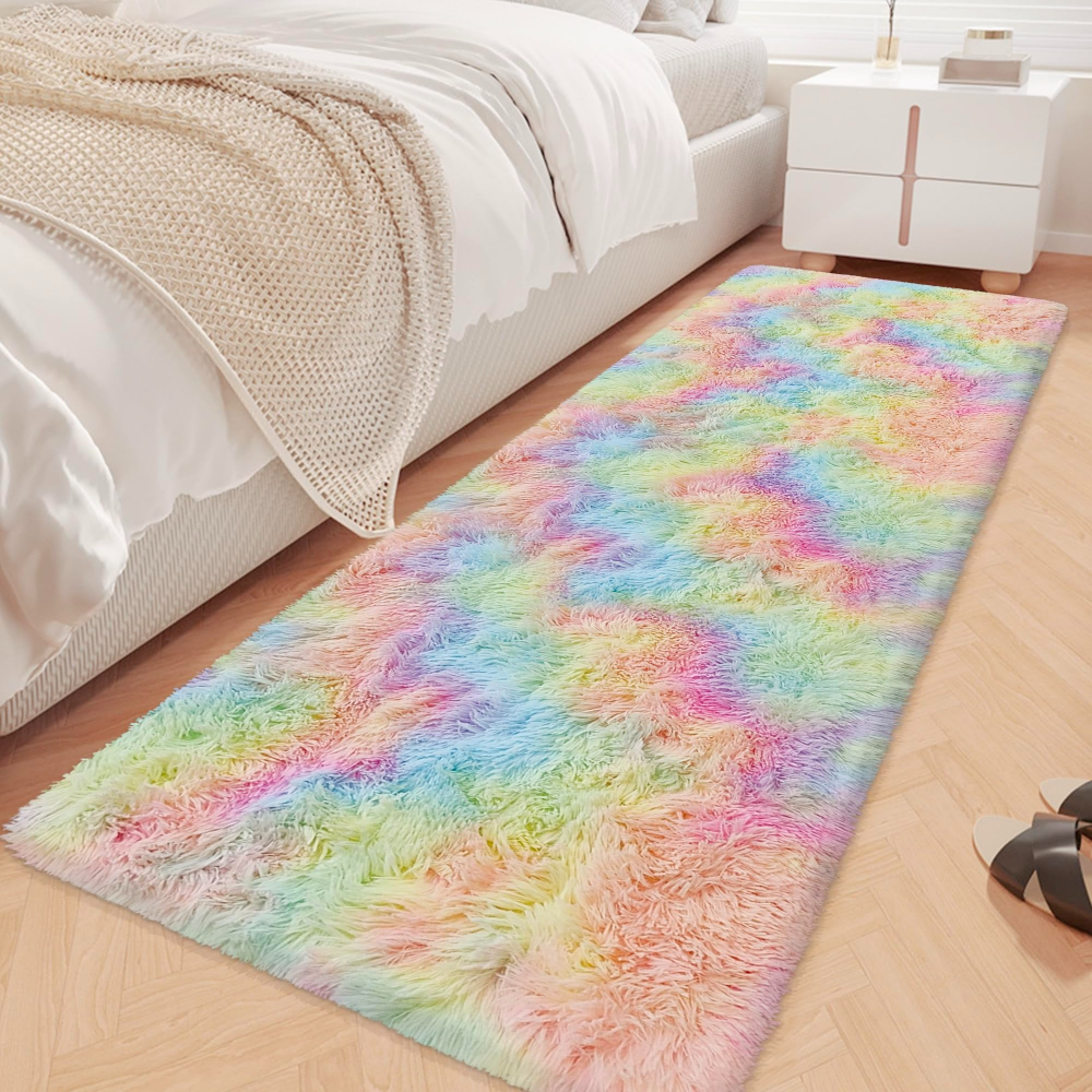 VIKAMA Gradient Blue Fluffy Ru - Home Bathroom Rugs ulasan dan harga