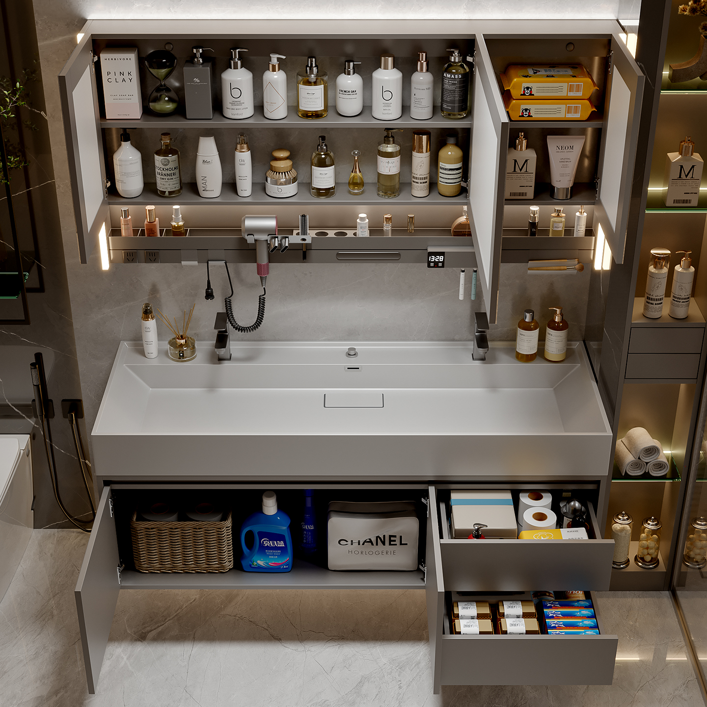 Drawers Paper Bathroom Cabinet - Home Bathroom Partition Wall ulasan dan harga